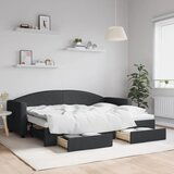  The Living Store Izvlečna dnevna postelja s predali črna 80x200 cm blago - Izvlečna Dnevna Postelja, (21458098) | Shoptok.si
