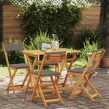 vidaXL 5-delni zložljiv bistro set z blazinami iz trdnega akacijevega lesa Cene
