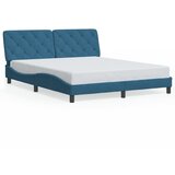 Furnova Posteljni okvir z vzglavjem moder 160x200 cm žamet, (21936441) | Shoptok.si