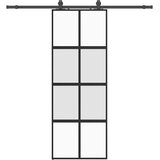  Klizna vrata s priborom crna 76 x 205 cm kaljeno staklo | shoptok.hr