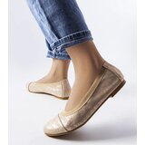 Gemre Beige Metallic Crummit Ballet Flats | Shoptok.si