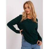 Fashion Hunters Dark green women's sweater with patterns Cene