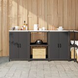 vidaXL Kuhinjski set za pohranu s policom s pohranom s vratima 3 pcs Crna 180 x 50 x 92 cm | shoptok.hr