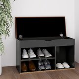 vidaXL klop za čevlje z blazino siva 80x30x47 cm iverna plošča Cene