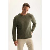 Defacto Men's Green Standard Fit Crew Neck Textured Knitwear Sweater cene