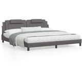  Posteljni okvir z vzglavjem siva 200x200 cm umetno usnje | Shoptok.si
