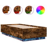 Maison Chic Posteljni okvir - Enojna postelja - Postelja za odrasle z LED lučkami dimljeni hrast 90x190 cm inž. les, (21696149) Cene
