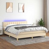  Krevet box spring s madracem LED krem 180x200 cm od tkanine | shoptok.hr