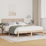 vidaXL Krevetna konstrukcija Smeđa 140 x 190 cm Čvrsta borova drva | shoptok.hr