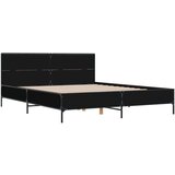  Posteljni okvir črn 140x190 cm inženirski les in kovina | Shoptok.si
