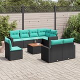  9-dijelni set vrtnih sofa od poliratana s jastucima crni | shoptok.hr