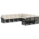 vidaXL Vrtna sedežna garnitura 11 pcs Črna poli ratan, (5000270253) | Shoptok.si