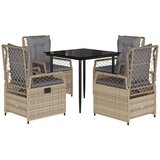  5-dijelni vrtni blagovaonski set od poliratana s jastucima bež 80 x 80 x 74 cm | Shoptok.si