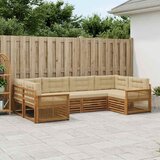  Set vanjskih sofa 6 kom. Prirodna i bež Čvrsto drvo akacije | shoptok.hr