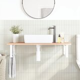  Zidna polica za umivaonik od čelika i masivne hrastovine Smeđa 100 x 50 x 2 cm | Shoptok.si