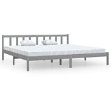 The Living Store Posteljni okvir siv iz trdne borovine 200x200 cm - Posteljni Okvir, (21529526) | Shoptok.si