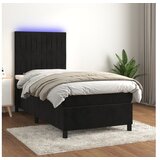  Box spring postelja z vzmetnico LED črna 90x200 cm žamet | Shoptok.si