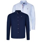Dewberry DUAL SET G674 MENS SHIRT-NAVY BLUE-LIGHT BLUE Cijene