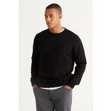 ALTINYILDIZ CLASSICS Men's Black Standard Fit Normal Cut, Crew Neck Knitwear Sweater. Cene