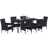 vidaXL set vrtnih stolica za blagovanje 7 kom crni poli ratan | shoptok.hr