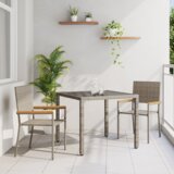 vidaXL 3-delni vrtni jedilni set sivi poli ratan | Shoptok.si