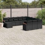  12-dijelni set vrtnih sofa od poliratana s jastucima crni | shoptok.hr