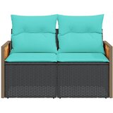  Vrtna sofa s jastucima za 2 osobe, crna, poli ratan | shoptok.hr