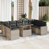 vidaXL 10-dijelni set vrtnih sofa poliratan s jastucima svijetlosivi | shoptok.hr