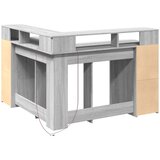  Radni stol s LED svjetlima siva boja hrasta 130x130x91cm drveni | shoptok.hr