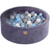MeowBaby Bazen z žogicami, 90x30 cm z 200 žogicami, žamet, sivo-moder : Baby modra/siva/bela/prozorna, (21295065) | Shoptok.si
