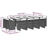  Vrtna jedilna garnitura 13-delna z blazinami siv poli ratan, (21165542) | Shoptok.si