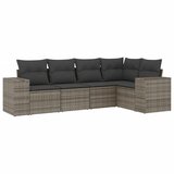  The Living Store Vrtna sedežna garnitura 5-delna z blazinami siv poli ratan - Vrtna Sedežna Garniture, (21460888) | Shoptok.si