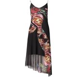 Desigual Flowers ženska duga haljina na tanke naramenice crna Cijene