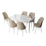 Hanah home set trpezarijski sto i 6 stolica zen white cream | Eponuda.com