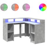 Maison Chic Pisalna miza - pisarniška miza - Računalniška miza z LED lučkami betonsko siva 130x130x91 cm inž. les, (21785422) Cene