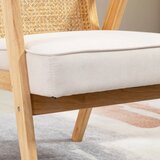  Egzotična tapecirana stolica kaučukovo drvo jastuk za sjedenje s imitacijom lana 63D x 69Š x 78V cm krem ​​bijela | shoptok.hr