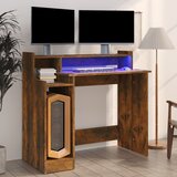 vidaXL Radni stol s LED svjetlima boja hrasta 97 x 45 x 90 cm drveni Cijene