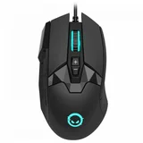 stricter 579, gaming mouse, 9 programmable buttons, pixart PMW3336 sensor, dpi up to 12 000, 50 million clicks buttons lifespan, 2 switches, built-in display, 1.8m usb soft silicone cable, matt uv coating with glossy parts and rgb lights with 4 led flowing modes, size: 131*72*41mm, 0.127kg, black