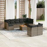 Maison Chic Seti vrtnega pohištva - Vrtna garnitura - Vrtni pohištvo set 10-delna z blazinami siv poli ratan, (21819080) | Shoptok.si