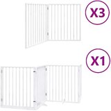 vidaXL Ograda za pse z vrati zložljiva 10 panelov bela 800 cm les | Shoptok.si