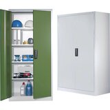 C+P Delavniška omara s krilnimi vrati, VxŠxG 1950 x 930 x 500 mm, svetlo sive / rubinasto rdeče barve | Shoptok.si