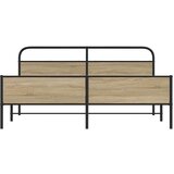 Metalni Kovinski posteljni okvir brez vzmetnice dimljen hrast 193x203cm, (21609886) | Shoptok.si