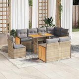 vidaXL 9-dijelni set vrtnih sofa s jastucima bež od poliratana bagrem | shoptok.hr