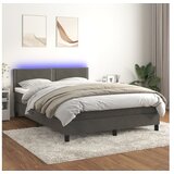  Box spring postelja z vzmetnico LED temno siva 140x200 cm žamet | Shoptok.si