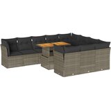 vidaXL 11-dijelni set vrtnih sofa od poliratana s jastucima sivi | shoptok.hr
