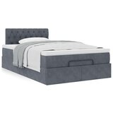 vidaXL Otomanski posteljni okvir z vzmetnico siv 120x190 cm žamet | Shoptok.si