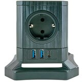 SCHWAIGER Namizna vtičnica 3 x USB in 5 x Schuko (Črna, Dolžina kabla: 1,8 m) | Shoptok.si