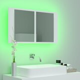  LED kupaonski ormarić s ogledalom bijeli 80x12x45 cm akrilni | shoptok.hr
