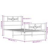  Metalni okvir kreveta uzglavlje i podnožje crni 100x190 cm | shoptok.hr