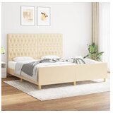  Posteljni okvir z vzglavjem krem 180x200 cm blago | Shoptok.si